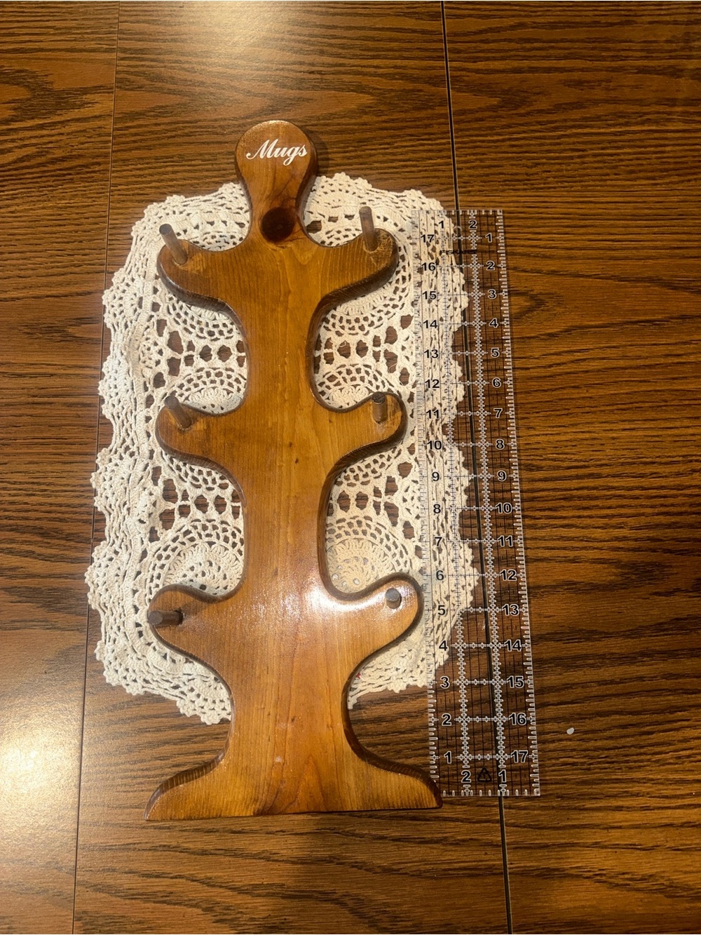 Wooden Mug Tree Holder - Light Brown